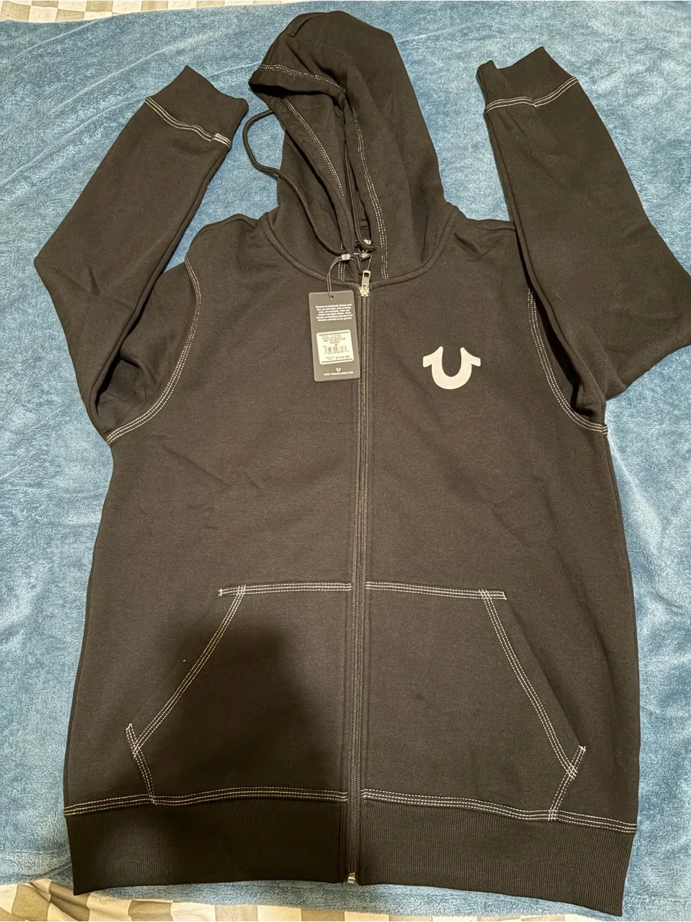 True Religion Kids Black Hoodie with White Back Logo